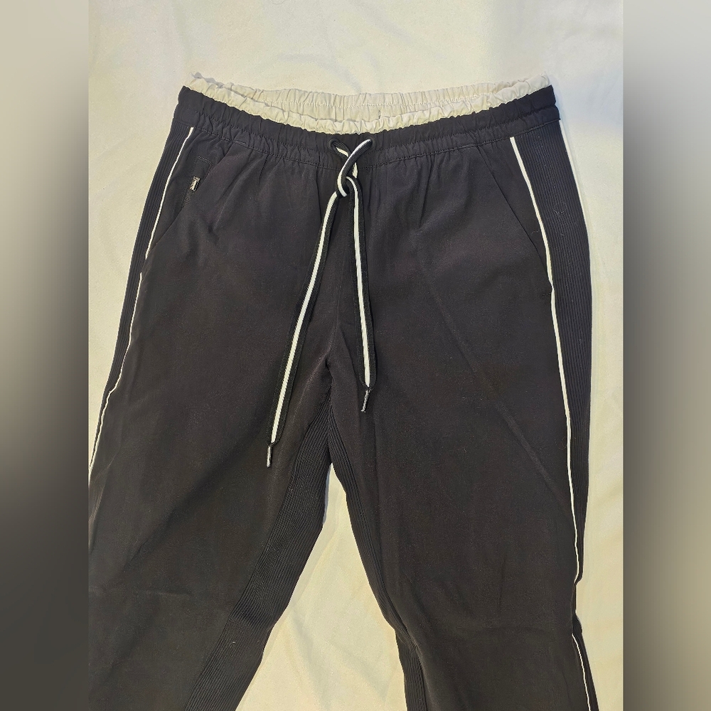 ATHLETA Brooklyn Joggers Track Pants Colorblock Black With White Trim- Size 2 - Picture 8 of 10